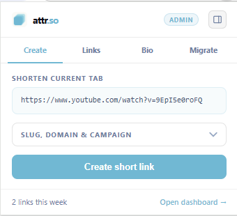 attr.so Chrome extension popup shortening the current tab